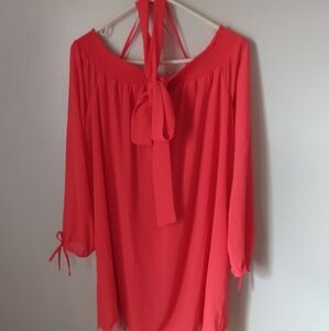Michael Kors Pink Bell Sleeve Blouse with Tie Front